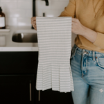 Gray Stripe Ruffle Dish Towel